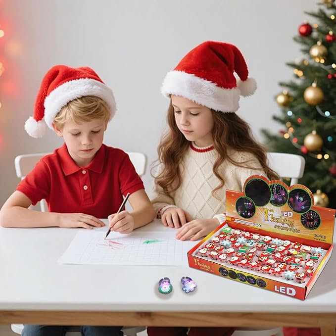 Bagues Festives - Pack de 50 bagues lumineuses pour enfants (4ans+)
